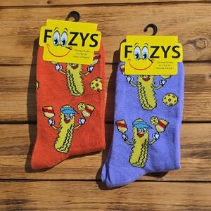NWT Foozys Women's Pickle Socks - Orange and Purple 2 Pair Set